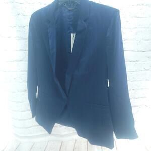 Capulet Womens Navy Black Sheen Single Button Classic Size Small Blazer NWT
